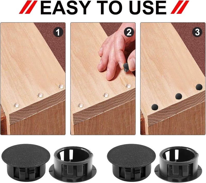 Moicstiy 30 PCS Black Hole Plugs - 3/4 inch (19mm) Plastic Flush Type Hole Plugs Snap in Locking Hole Tube, Used for Furniture, Cabinet, Pipe & Tube, Round End Caps Cover Inserts - Image 5