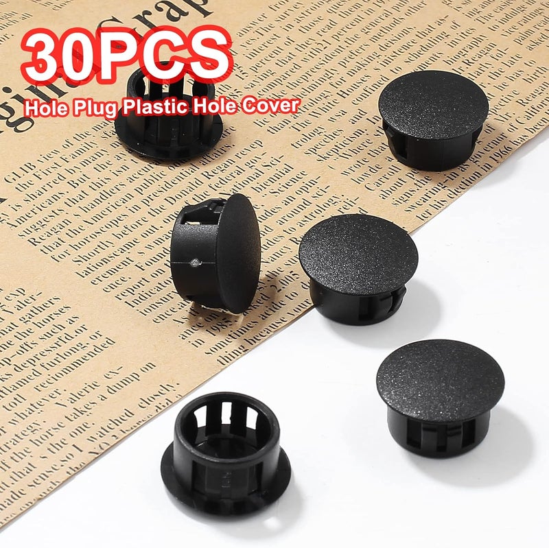 Moicstiy 30 PCS Black Hole Plugs - 3/4 inch (19mm) Plastic Flush Type Hole Plugs Snap in Locking Hole Tube, Used for Furniture, Cabinet, Pipe & Tube, Round End Caps Cover Inserts - Image 4
