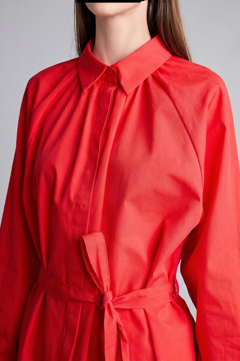 DeFacto Red Woman Relax Fit Poplin Long Sleeve Tunic Casual - Image 4