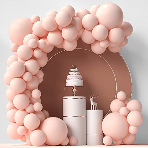 LYVEEF Pastel Orange Balloons 84 pcs Peach Balloons Garland Arch Kit 5 inch 12 inch 18 inch Happy Birthday Baby Shower Decorations - Image 1