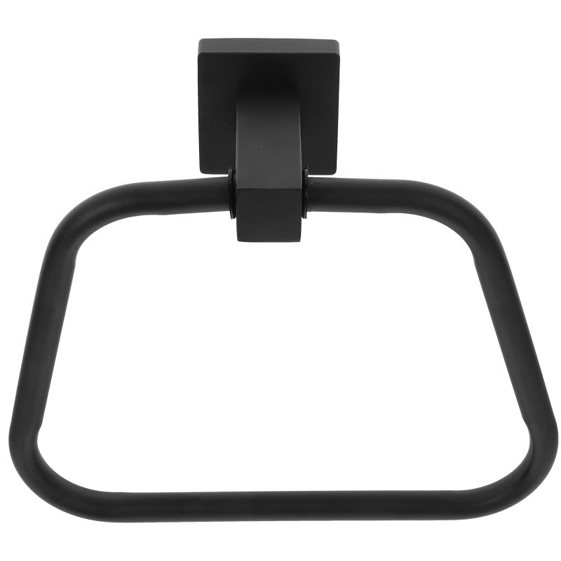 Stainless Steel Wall Mounted Towel Ring Rack Black Square Finish For Bathroom Kitchen - Image 2