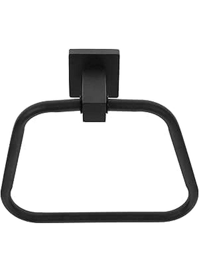 Stainless Steel Wall Mounted Towel Ring Rack Black Square Finish For Bathroom Kitchen - Image 1