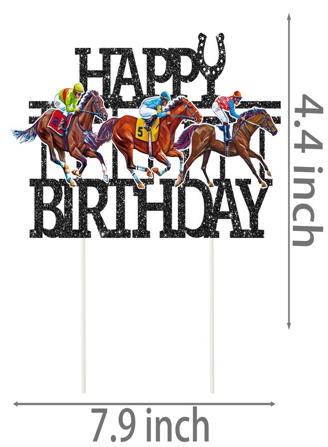 umoni Kentucky Party Derby Day Birthday Cake Topper Jockey Birthday Party Cake Topper Glitter Black Race Horse Birthday Decorations Derby Party for Equestrian Themed Baby Shower Supplies - Image 5