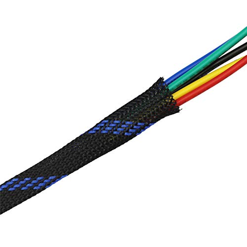 CBAZY 30ft PET Expandable Sleeving Wire Cable Sleeve (1/4", Steel Blue&Black) - Image 2