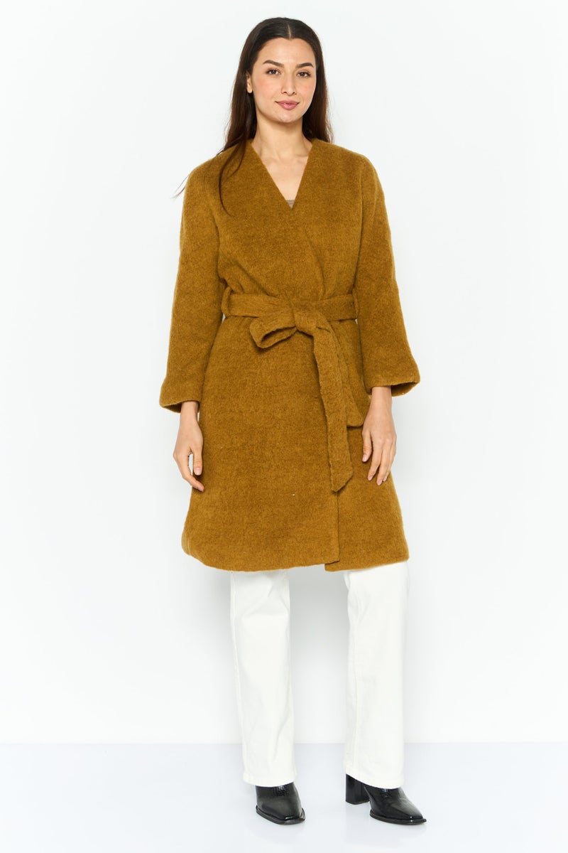 VERO MODA Women Faux Fur Shearling Trench Coat, Khaki  - Image 4