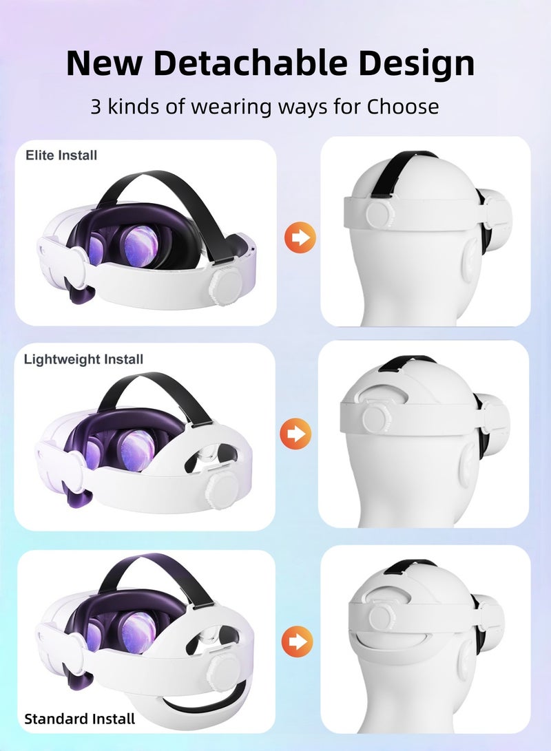 CoolRabbie Head Strap for Meta Oculus Quest 2/3/3s, 3-in-1 Adjustable Halo Headband, Replacement for Elite Strap, Enhanced Comfort Gaming Immersion VR Accessories Compatible with Oculus/Meta Quest 2/3/3s - Image 2