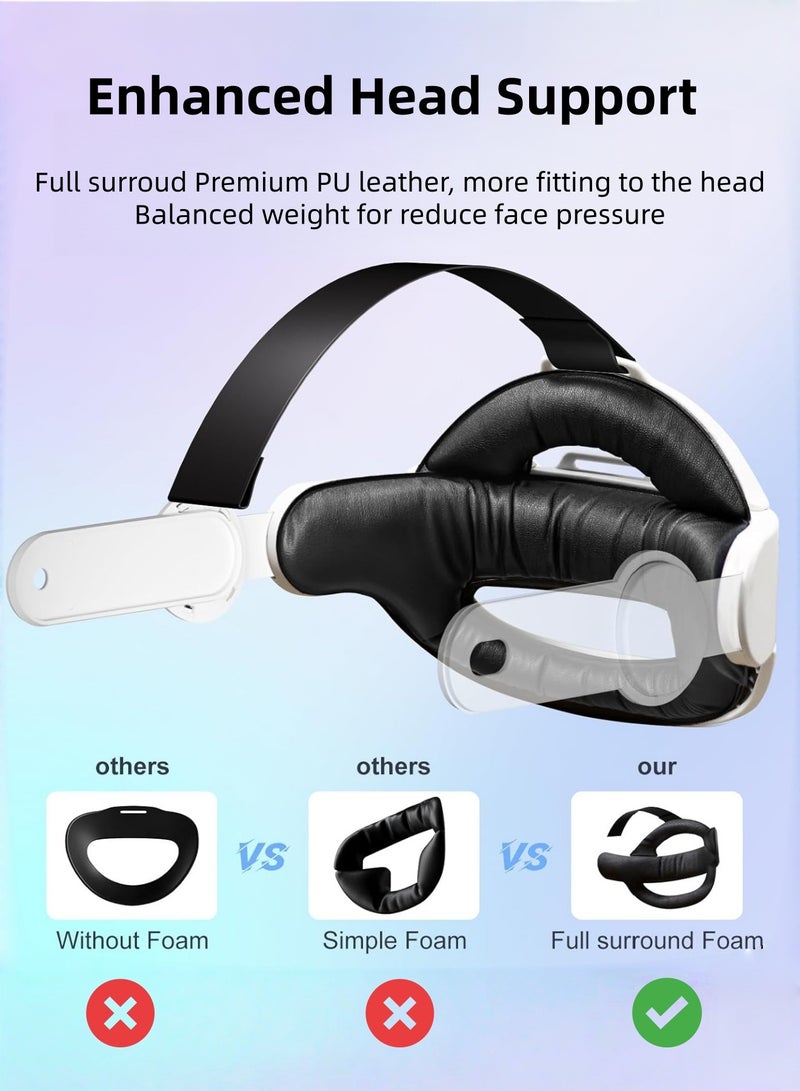 CoolRabbie Head Strap for Meta Oculus Quest 2/3/3s, 3-in-1 Adjustable Halo Headband, Replacement for Elite Strap, Enhanced Comfort Gaming Immersion VR Accessories Compatible with Oculus/Meta Quest 2/3/3s - Image 5