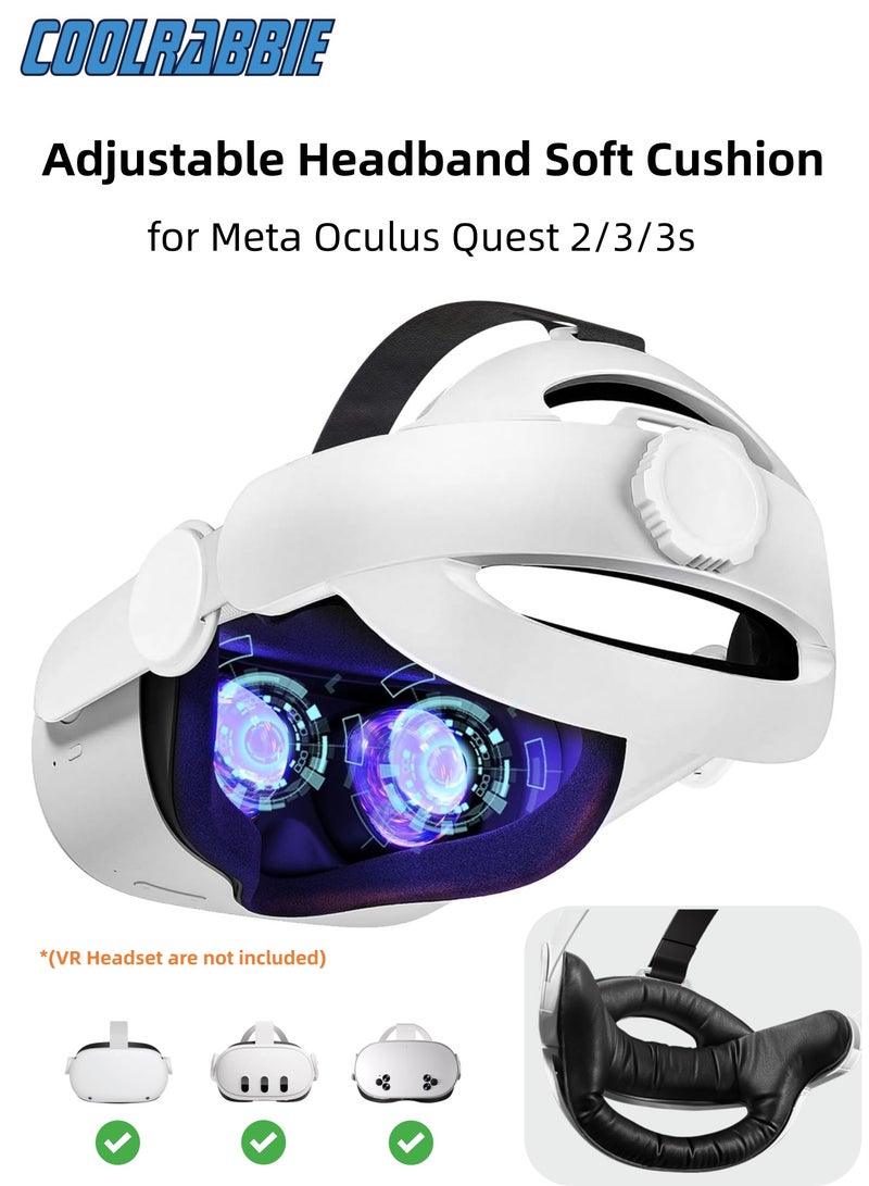 CoolRabbie Head Strap for Meta Oculus Quest 2/3/3s, 3-in-1 Adjustable Halo Headband, Replacement for Elite Strap, Enhanced Comfort Gaming Immersion VR Accessories Compatible with Oculus/Meta Quest 2/3/3s - Image 1
