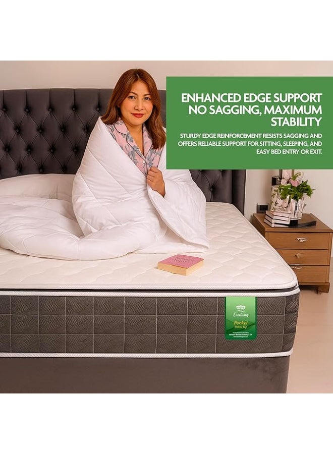 EASELIVING Pocket Pillow Top Mattress | Medium Firm Mattress with Zero Disturbance Pocket Springs | Foam Encased Edge Support | Breathable Knit Fabric (White, 120 x 200, 26, Centimeters) - Image 4