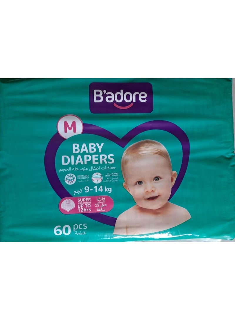 Baby Diapers 9-14kg Medium 60pcs