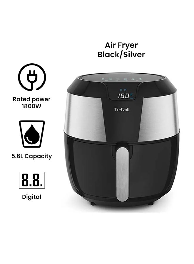 Tefal Easy Fry Air Fryer, XXL Capacity, Serves Up to 8, Adjustable Temperature From 80 to 200 °C, 8 Preset Menus, 60-Minute Timer, Auto Shut-Off, Dishwasher-Safe Removable Parts 5.6 L 1800 W EY701D28 Black / Silver - Image 2