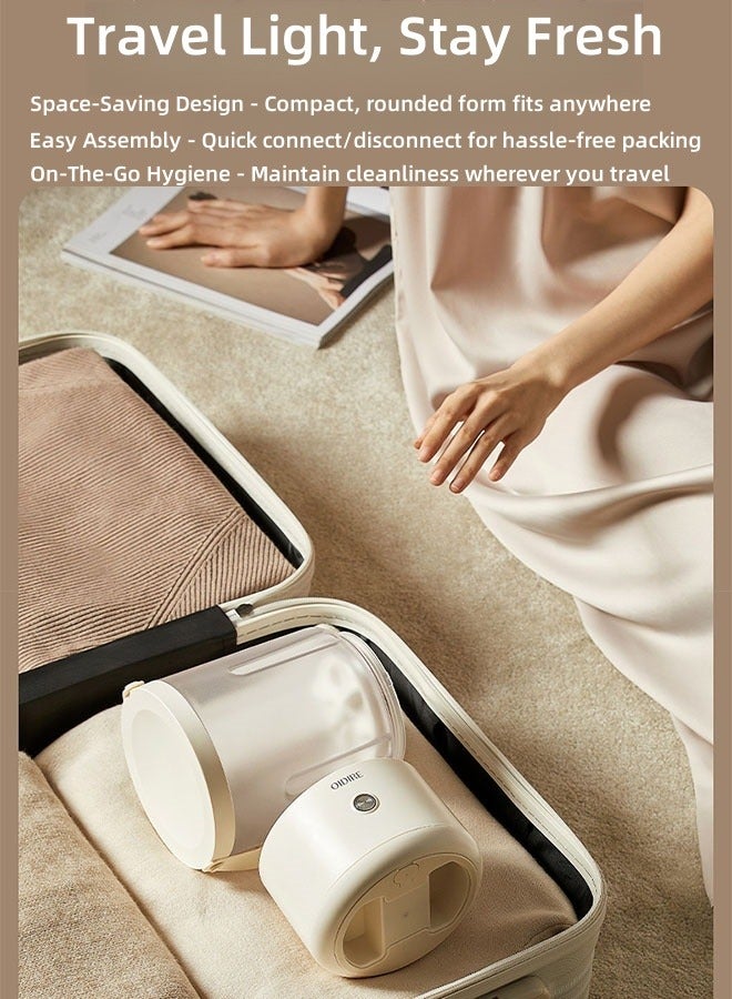 أودير غسالة محمولة OIDIRE - غسيل بتقنية 6D، تعقيم أيونات الفضة AG+، بطارية 2000mAh قابلة لإعادة الشحن عبر USB، مقاومة للماء IPX4، هادئة ومدمجة للسفر والمنازل الصغيرة - Image 5