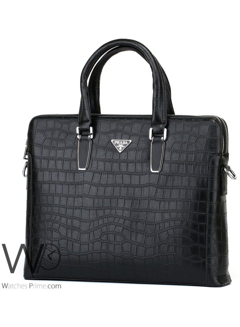 Prada Sport Prada Black Leather Briefcase Handbag - Image 4