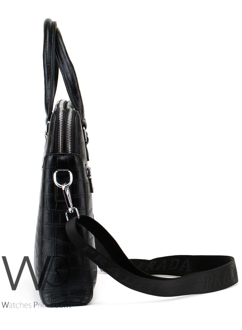 Prada Sport Prada Black Leather Briefcase Handbag - Image 3