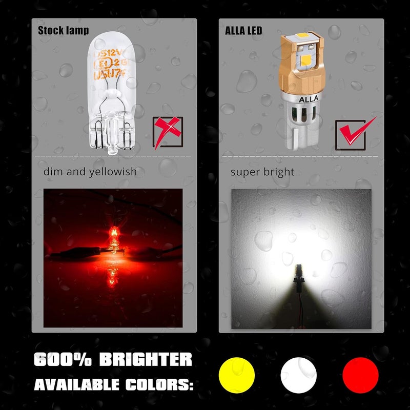 Alla Lighting Miniature T10/T15 LED Light Bulbs, 6000K Xenon White, Super Bright Replacement for Automotive - Image 3