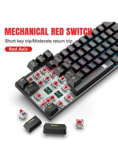 Rock Pow ROCK POW 60% Wired Mechanical Gaming Keyboard, 61keys RGB Backlit Ultra-Compact Mini Keyboard, Mini Compact for PC/Mac Gamer, Typist, Easy Carry on Trip Red Switch, Arabic English  - Image 2
