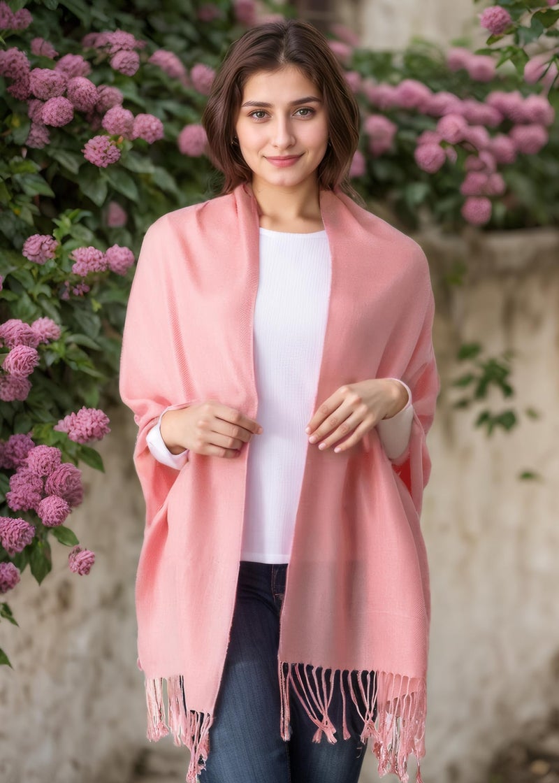 Achillea Soft Silky Pashmina Scarf for Women - Shawl Wrap for Evening Dresses, Bridesmaids, Weddings & Everyday Wear (Blush Pink) - Image 2