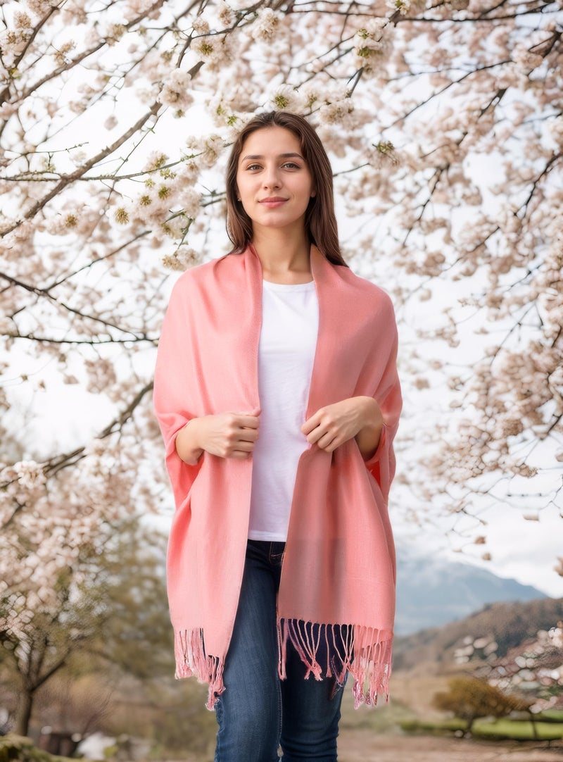 Achillea Soft Silky Pashmina Scarf for Women - Shawl Wrap for Evening Dresses, Bridesmaids, Weddings & Everyday Wear (Blush Pink) - Image 4