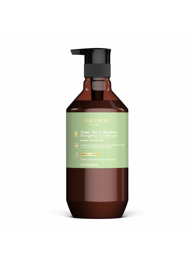 Theorie Green Tea & Bamboo Energizing Conditioner - 400mL, Restorative Formula, Invigorating Scent, Color & Keratin Safe - Image 1