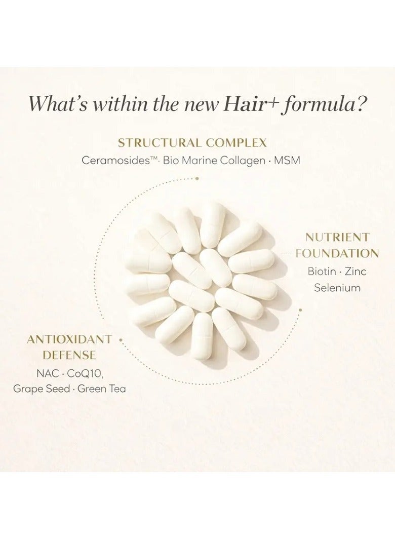 Valeo Hair+ | Biotin & Collagen Peptides Supplement | 28 Actives | Supports Thicker Looking Hair | Multivitamins for Women | 28 Tablets - Image 3