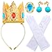 ZIZWO Princess Peach Crown for Kids GirlsPrincess Peach Crown Accessories Kit with Gloves Brooch Earrings for Halloween Birthday Party Dress Up - Image 3