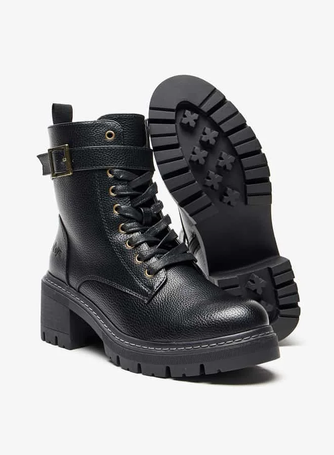 لي كوبر Women's Panelled Ankle Boots with Lace-Up Closure