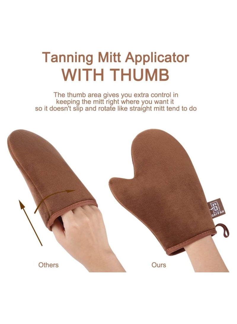 KHAJUL 4PCS Self Tanning Mitt Kit, Applicator for Face and Body, Exfoliating Glove with Soft Velvet  - Image 4