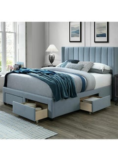 A to Z Furniture Ericksen Tufted Upholstered Storage Bed 160x200cm Queen size Bed in SkyBlue Color  - Image 1