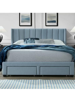 A to Z Furniture Ericksen Tufted Upholstered Storage Bed 160x200cm Queen size Bed in SkyBlue Color  - Image 2