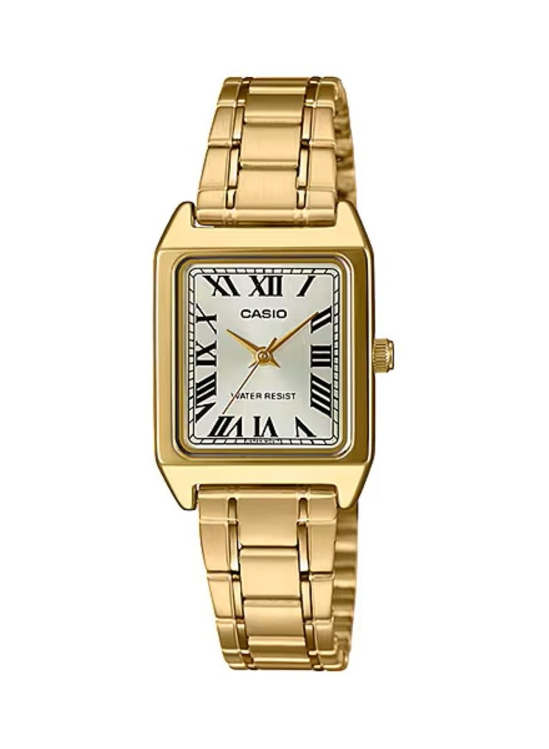 CASIO ساعة يد تناظرية من الفولاذ المقاوم للصدأ LTP-V007G-9BUDF - 33 مم - ذهبية