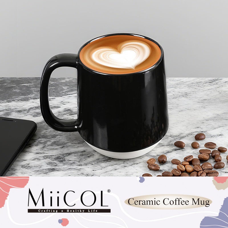 Miicol Ceramic Coffee Mug, 16 oz Large Coffee Cup, Tea Mug with Handle, Flat Bottom Mug for Men, Women, Office, Microwave and Dishwasher Safe, Multi-Color, Panda Black - Image 2