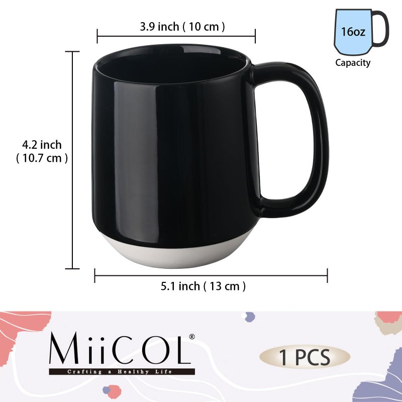 Miicol Ceramic Coffee Mug, 16 oz Large Coffee Cup, Tea Mug with Handle, Flat Bottom Mug for Men, Women, Office, Microwave and Dishwasher Safe, Multi-Color, Panda Black - Image 3