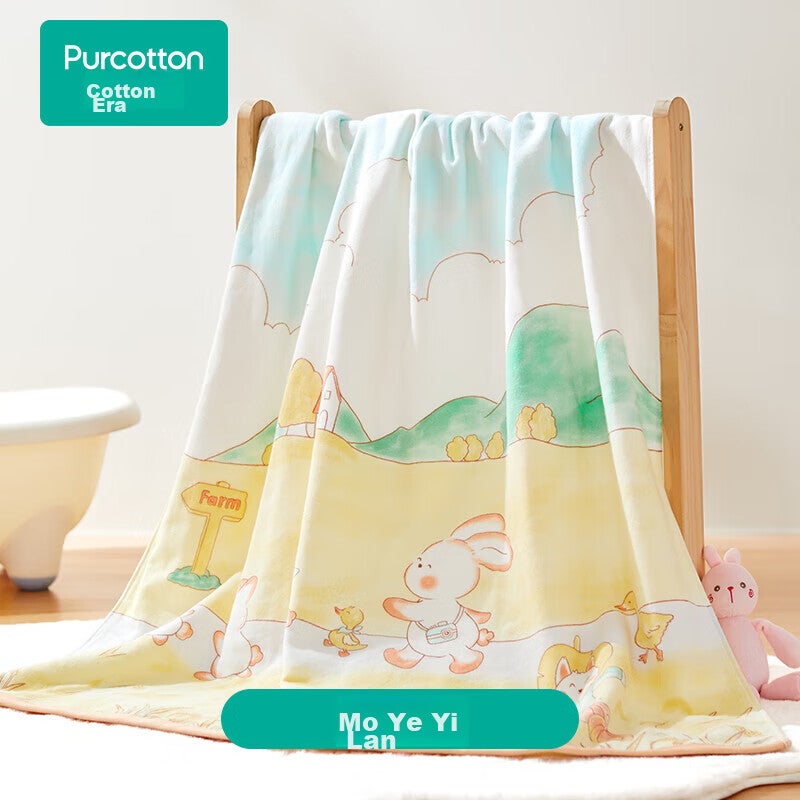 JD Jing Zao PurCotton Baby Bath Towel, Pure Cotton Gauze Terry Cloth, Absorbent Bath Towel, Newborn Infant Baby Bath Towel, 115×115cm, Muye-Blue - Image 5