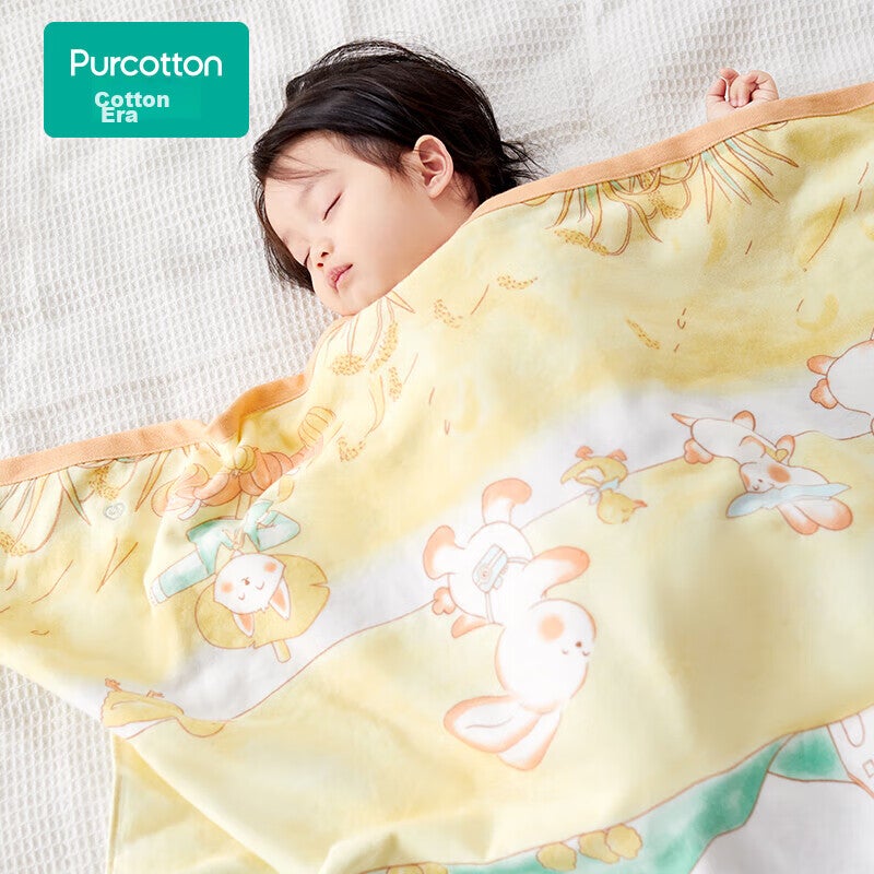 JD Jing Zao PurCotton Baby Bath Towel, Pure Cotton Gauze Terry Cloth, Absorbent Bath Towel, Newborn Infant Baby Bath Towel, 115×115cm, Muye-Blue - Image 4