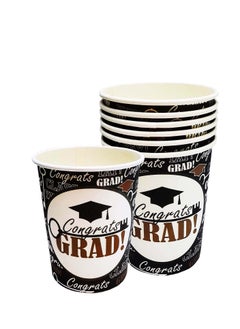 Party Time Paper Cups 9 Pieces Graduation Theme Disposable Tableware 9 ounce Party Decoration Supplies 