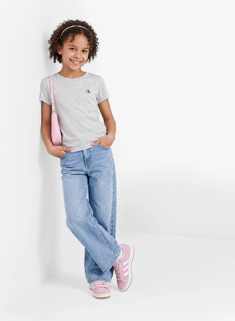 Calvin Klein Jeans Pvhblack/Brightwhite 2-Pack Monogram Slim Crew Neck T-Shirts for Women | Best Price UAE