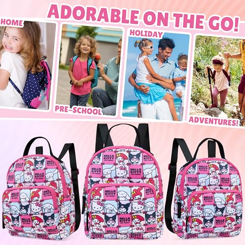 Get Trend Hello Kitty Mini Backpack for Kids Girls 9x7” Travel Bag Kawaii Bag for Daycare Trips Vacation Fashion Gifts for Girls (Pink Hello Kitty) - Image 3