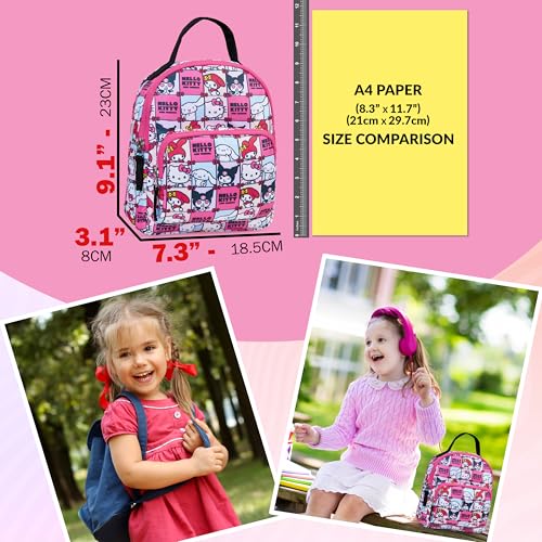 Get Trend Hello Kitty Mini Backpack for Kids Girls 9x7” Travel Bag Kawaii Bag for Daycare Trips Vacation Fashion Gifts for Girls (Pink Hello Kitty) - Image 2