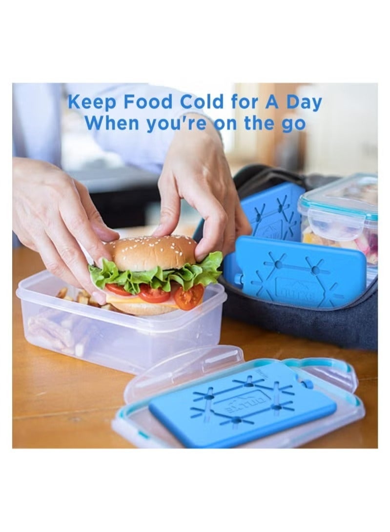 WALALLA 4 Pcs Ice Packs for Lunch Box, Reusable Ultra Thin Freezer Packs Long Lasting for Coolers, Cooler Bag for Work, School, Picnic or Camping Keep Food Fresh Lightweight Design for Easy Carrying - Image 2