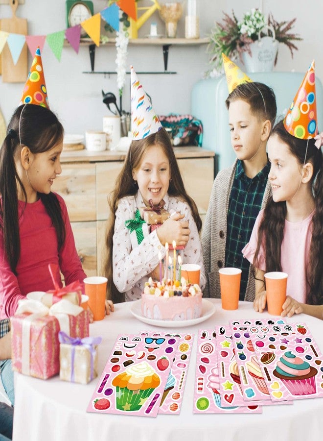 DUJAA 24 Sheets Make-a-face Cupcake Stickers Make Your Own Dessert Stickers Mix and Match Sweets and Fruit Treats Party Favor Supplies for Kids Ice Cream Sticker Games Birthday DIY Art Crafts - Image 5