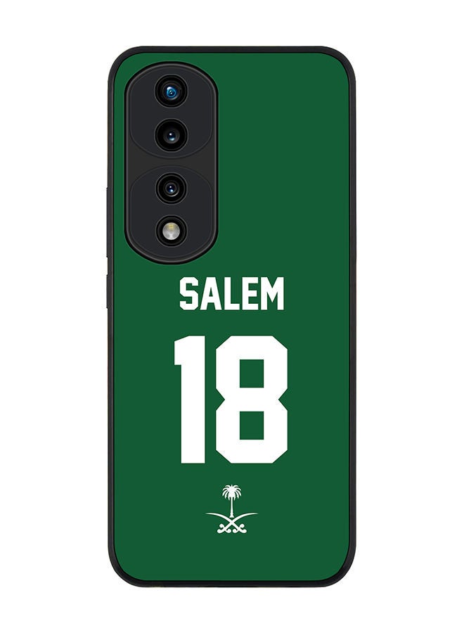 Stylizedd Rugged Black edge case for Honor 70 Pro Slim fit Soft Case Flexible Rubber Edges Anti Drop TPU Gel Thin Cover - Football Team - Saudi Arabia Player Name - Salem - Image 1