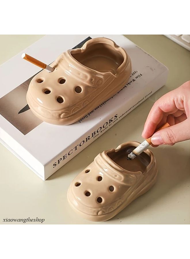 Ceramic Coffee Color Ashtray Simulation Footprint Design for Home Office Decoration Gift - Image 1