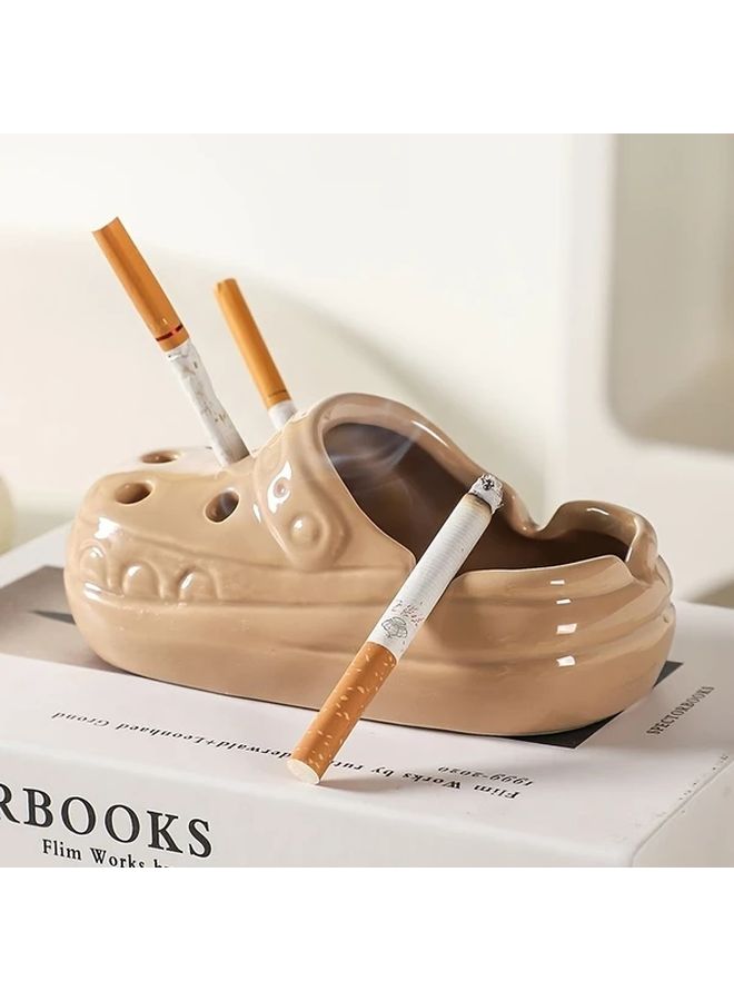 Ceramic Coffee Color Ashtray Simulation Footprint Design for Home Office Decoration Gift - Image 5