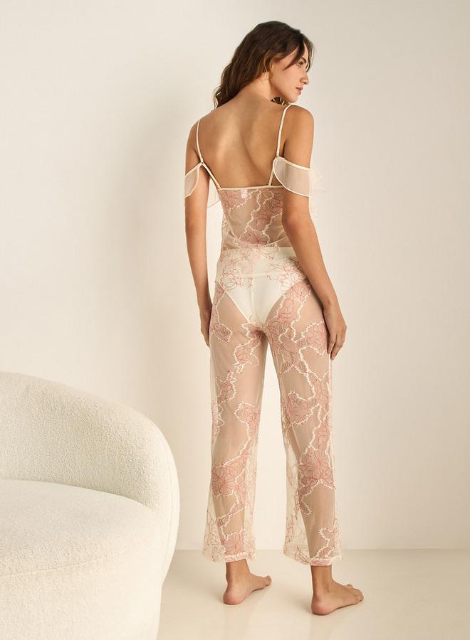 Splash FAV Ruffle Detail Lace Pyjama Set - Image 4