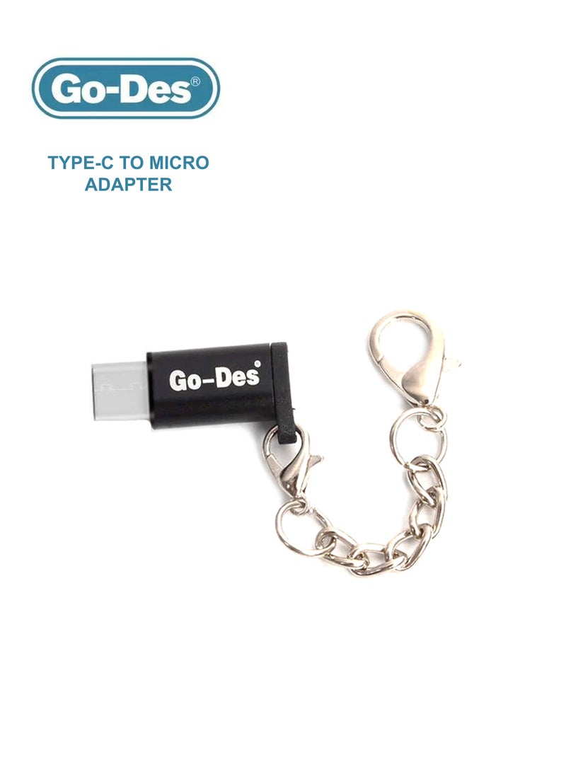 GO-DES محول من نوع C إلى مايكرو مع سلسلة مفاتيح من Go-Des GD-CT10 - أسود - Image 1