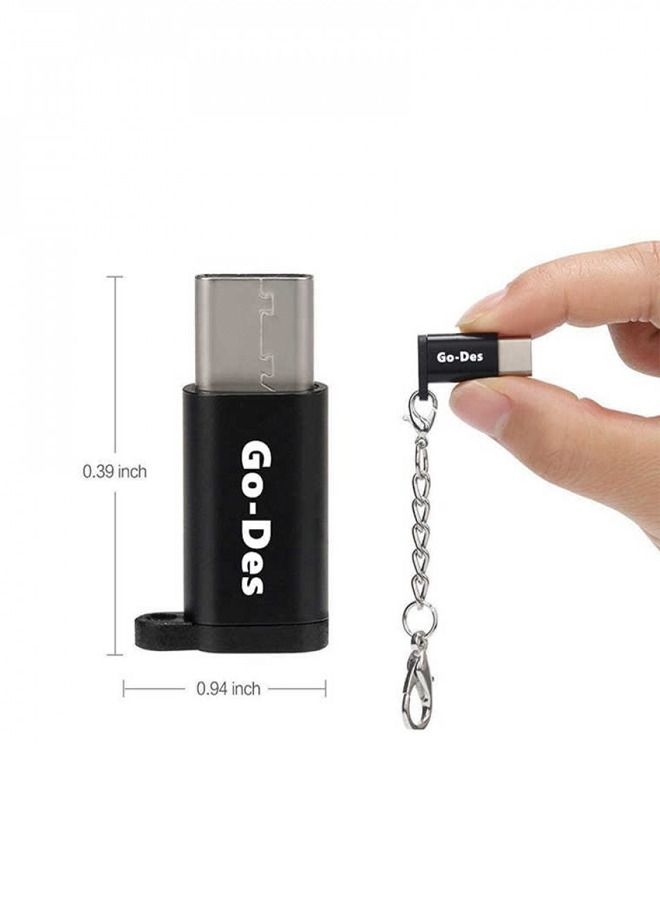 GO-DES محول من نوع C إلى مايكرو مع سلسلة مفاتيح من Go-Des GD-CT10 - أسود - Image 3