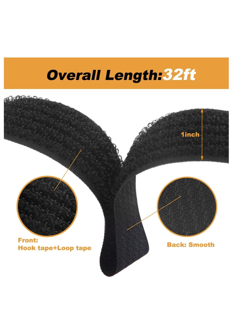 SYOSI - Adjustable Cable Straps with 50 Buckles Free Cut Length Black Reusable Fastening Cable Ties Hook and Loop Securing Strap for Cable Tidy Wire Management Cord Organizer - Image 1