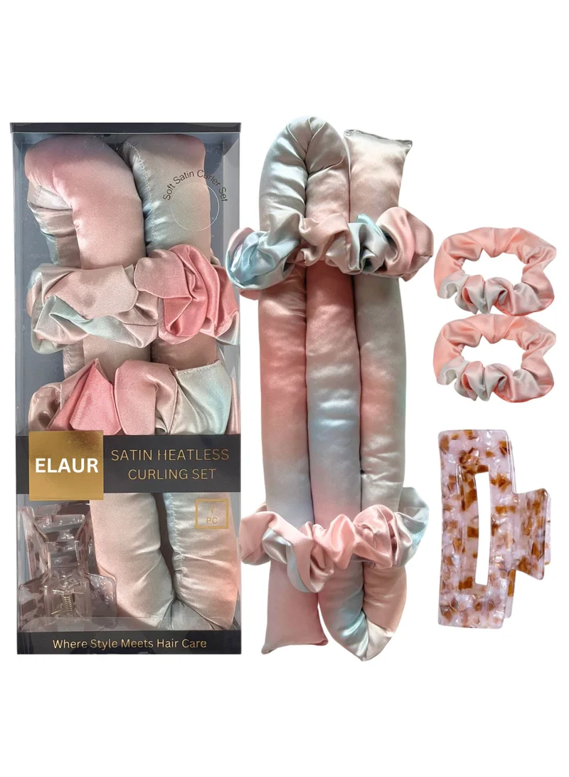إيلور مجموعة بكرات الشعر Elaur Satin بدون حرارة لتجعيد الشعر بدون حرارة | أدوات تجعيد الشعر بدون حرارة طوال الليل للنوم | عصابة رأس لتجعيد الشعر للشعر القصير والطويل | أداة تجعيد الشعر (لؤلؤي)