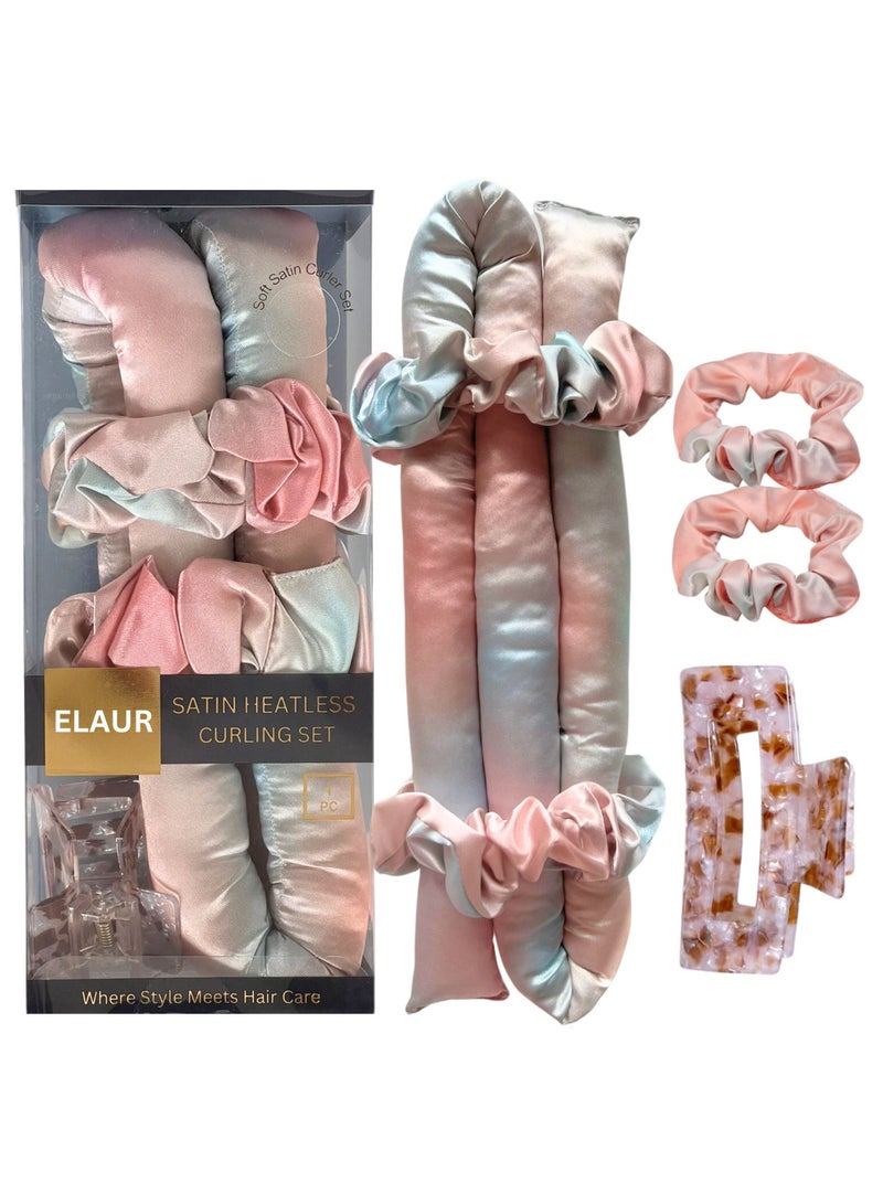 إيلور مجموعة بكرات الشعر Elaur Satin بدون حرارة لتجعيد الشعر بدون حرارة | أدوات تجعيد الشعر بدون حرارة طوال الليل للنوم | عصابة رأس لتجعيد الشعر للشعر القصير والطويل | أداة تجعيد الشعر (لؤلؤي) - Image 1