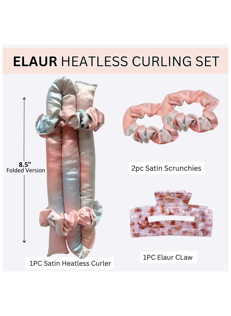إيلور مجموعة بكرات الشعر Elaur Satin بدون حرارة لتجعيد الشعر بدون حرارة | أدوات تجعيد الشعر بدون حرارة طوال الليل للنوم | عصابة رأس لتجعيد الشعر للشعر القصير والطويل | أداة تجعيد الشعر (لؤلؤي) - Image 2